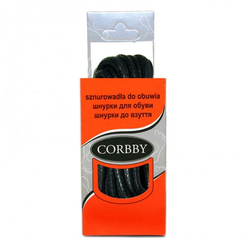 Шнурки для обуви 60см. круглые толстые с пропиткой (018 - черные) CORBBY арт.corb5010c